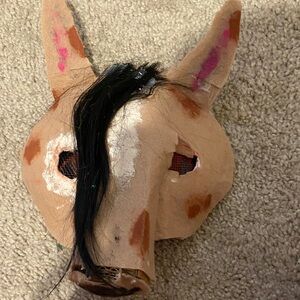 Handcrafted Horse Mask with Black Mane